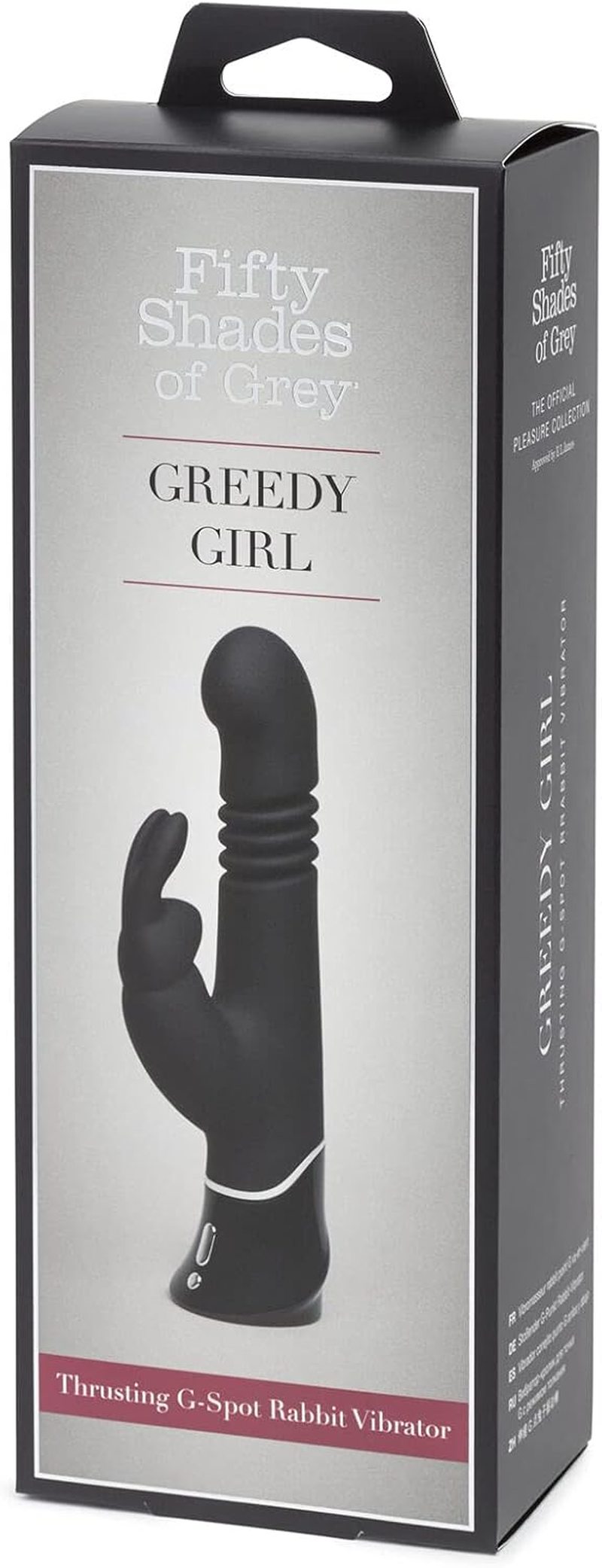 Fifty Shades of Grey Greedy Girl Thrusting Rabbit Vibrator - 4.5 Inch Silicone Thrusting Vibrator - Gifts for Women & Couples - Dual Stimulation Adult Sex Toy - Rechargeable & Waterproof - Black image number 1