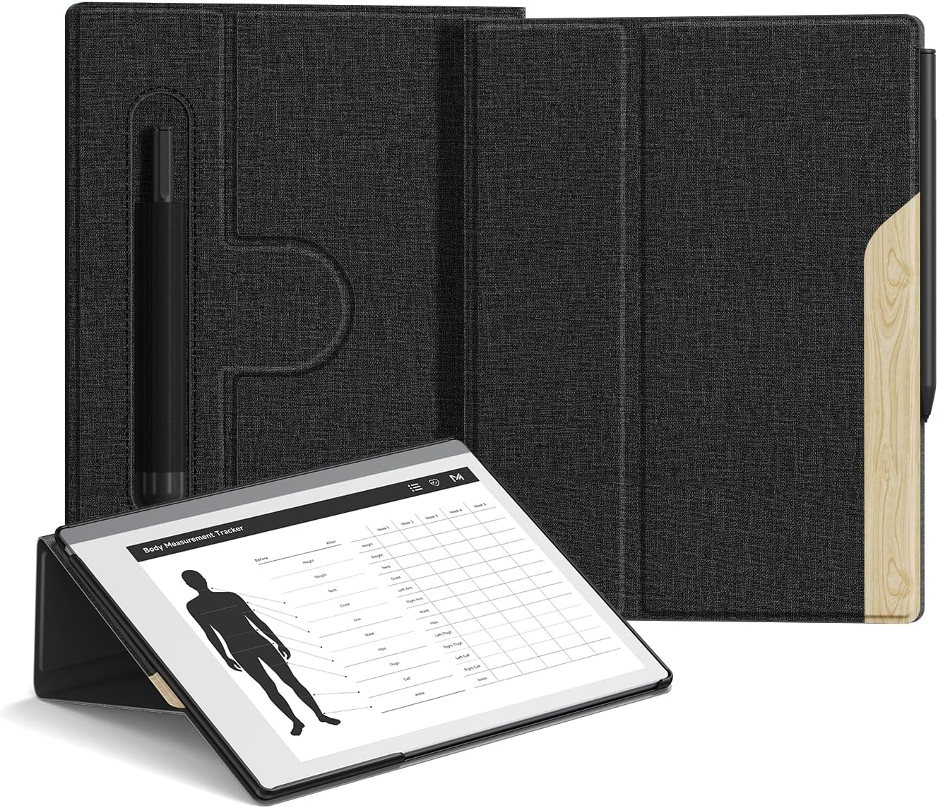 OLAIKE Book Folio Case for Remarkable 2 Paper Tablet 10.3" 2020 Released, Premuin Fabric Smart Cover with Pen Pocket, Stable Folding Stand Design (Not for Remarkable 1),Gray & Orange