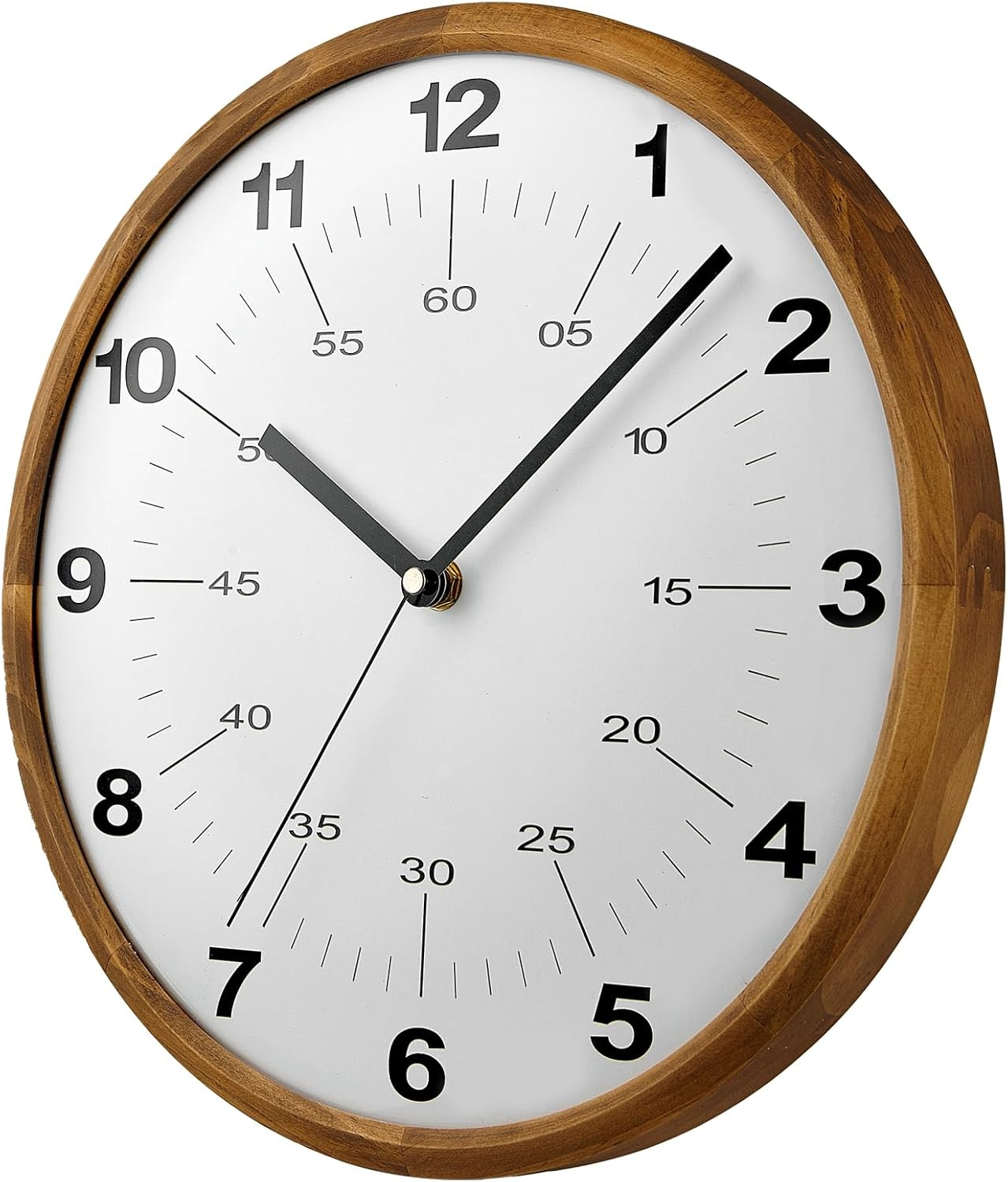 TAHITICA Wooden Wall Clock, 30Cm Modern Non-Ticking Silent Wall Clocks Quartz Decorative Clocks, Classic Large Number round Clock for Bedroom Home Kitchen Room Office School image number 6