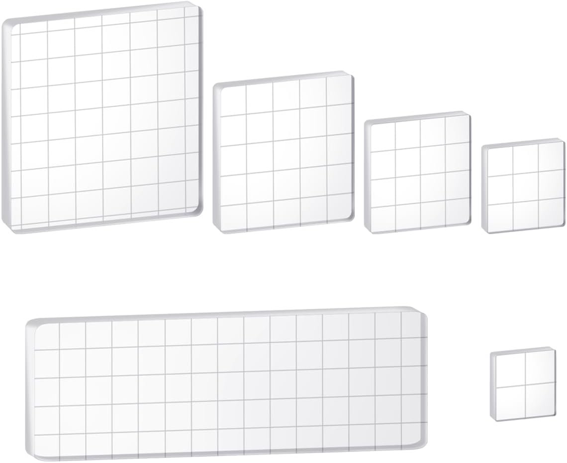 HAIKING Clear Stamping Tools, 6 PCS Acrylic Block Pad for Scrapbooking, Crafts Making (6 Sizes) image number 1