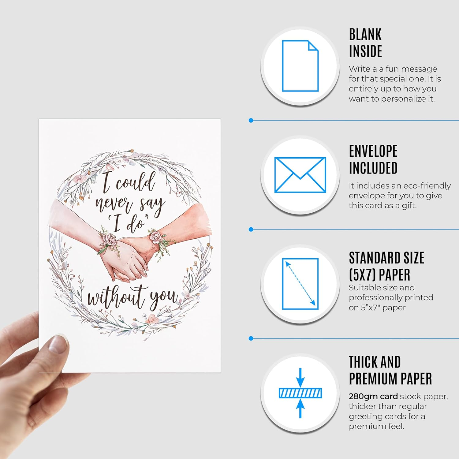 Will You Be My Bridesmaid Card - Bridesmaid Proposal Card - Maid of Honor Card - Matron of Honor Card - Flower Girl Proposal Card - Wedding Essentials - Ring Bearer Proposal - I Could Never Say I Do without You image number 5