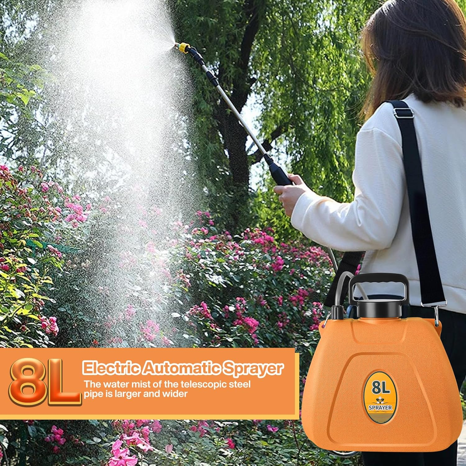 8L Electric Garden Sprayer, Shoulder-Type Electric Watering Pot Air Humidification Portable Spray Multifunctional Gardening Irrigation Home image number 5