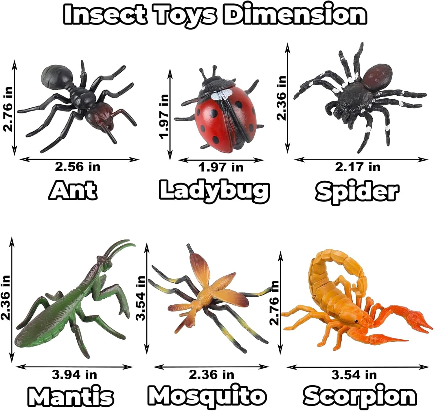 Realistic Insects and Bugs Toy for Kids, 12Pcs Large Plastic Insects Figure Bugs Figurine Set for Kids Children with Ant Ladybug Bee Butterfly Scorpion Spider Mantis, Pet Toys Halloween Party Favors image number 4