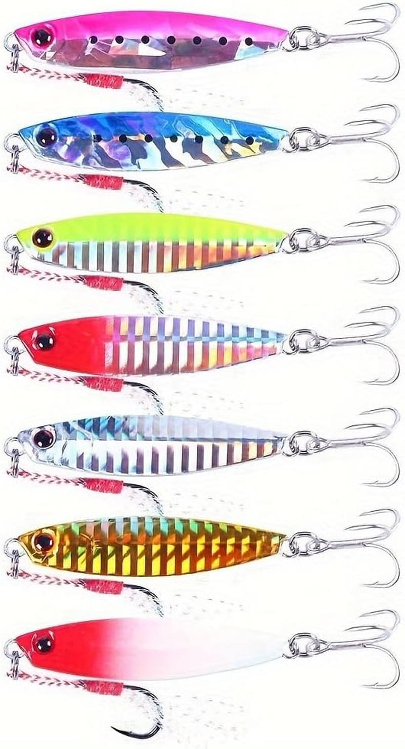 Metal Fishing Lures Set, 7 Pieces, 4.7-7.5 Cm, 10-40G, Multi-Coloured