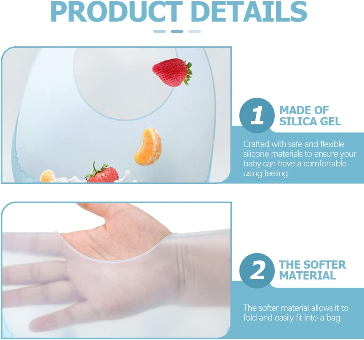 JOINPAYA 2Pcs Ultra Thin Silicone Bib Drooling Bib Girl Bib Bib for Feeding Drool Bibs for Girl Newborn Overalls Newborn Drooling Bib Apron Smock image number 6