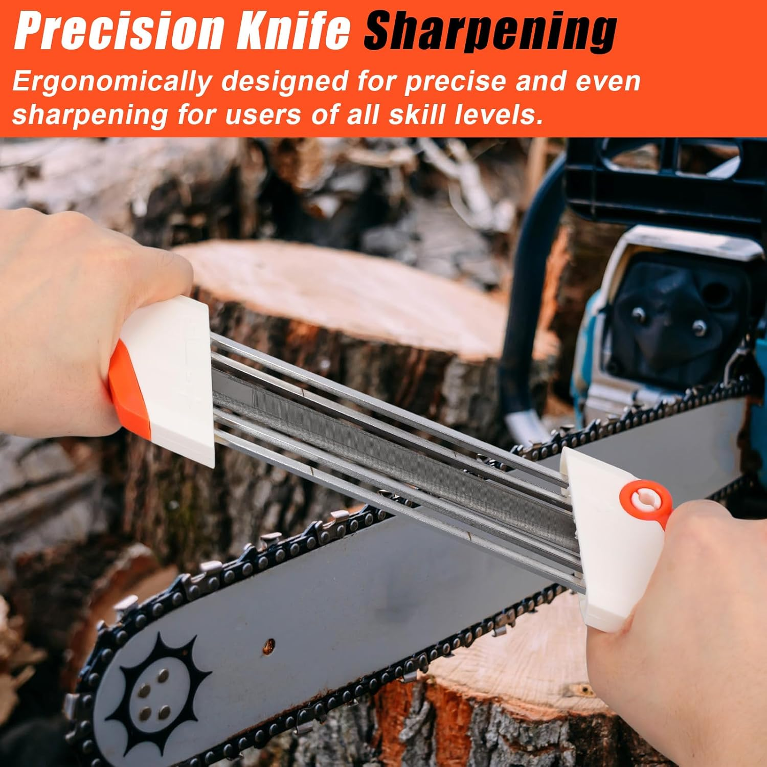 2 in 1 Chainsaw Chain Sharpener for Stihl .325 LP Chain Saw, Easy File Chainsaw Sharpening Tool (3/16" File) image number 2