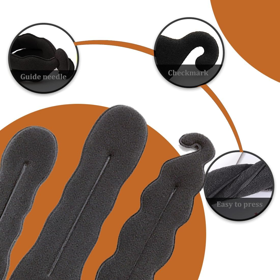 Pack of 3 Magic Hair Bun Maker, Bun Maker, Bun Maker, Magic Hair, Hair Twist Curler Donut Tools image number 3