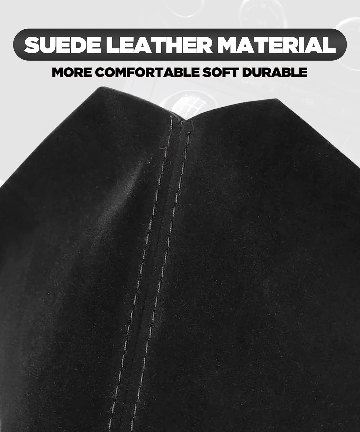 YAKEFLY Universal Car Shift Boots Shift Knob Dust Cover MT Gear Shift Cover,Pu Leather Shifter Boot Retainer Stick Shift Sleeve Gear Shifter Boot Gear Gaiter Cover (Black Suede/Stitching) - Black Suede/Stitching image number 6