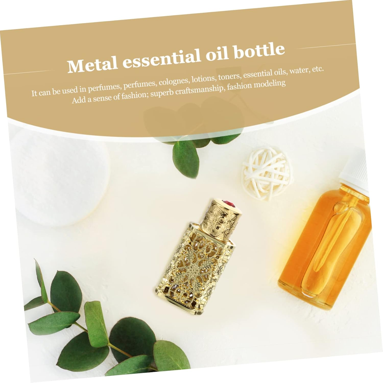 PLAFOPE 3Pcs Leakproof Essential Oil Spray Bottle Perfume Dispenser Metal Glass Travel Bottle image number 3