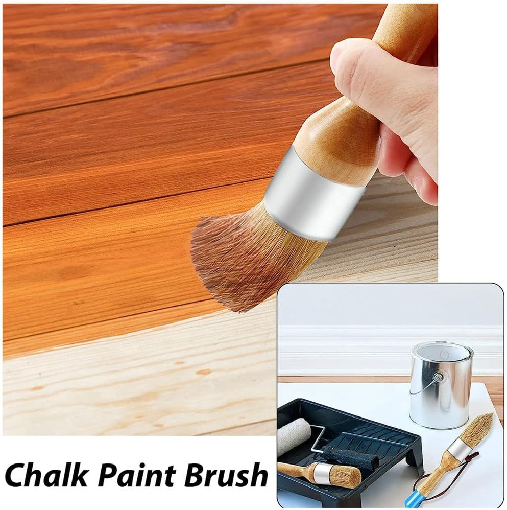 Elqater Chalk and Wax Paint Brushes for Acrylic Painting Bristle Stencil Brushes for Wood Furniture Home Decor image number 2