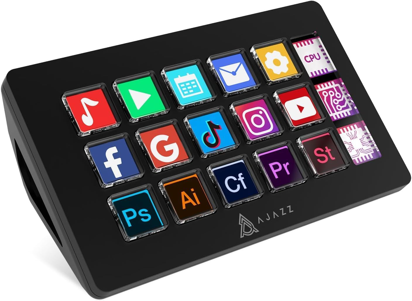 AJAZZ AKP153, Streamer Studio Controller Deck, 15 Macro Keys, Versatile Side Screen, Trigger Actions in Software like OBS, Twitch, for Content Creators, Streaming, Gaming, Black image number 3