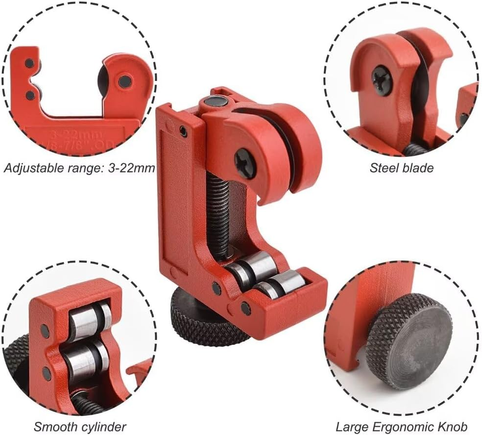 Gunpla Mini Pipe Cutter, 3-22 Mm, Heavy Duty Zinc Alloy Steel Adjustable Pipe Cutter Portable Lightweight Tool for Plumbers Cutting Stainless Steel Copper Aluminium Brass PVC Steel Pipes