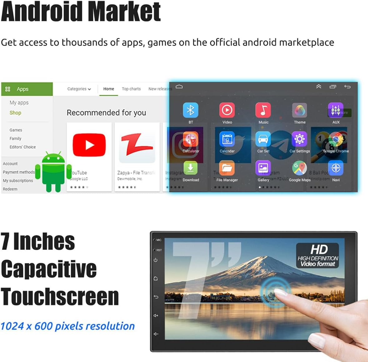 Double Din Car Stereo Compatible with Wireless & Wired Apple Carplay and Android Auto, 7 Inch Android 11 Car Radio Receivers, Bluetooth, Backup Camera, Mirror Link,Gps/Wifi/Usb, FM/RDS Radio image number 5