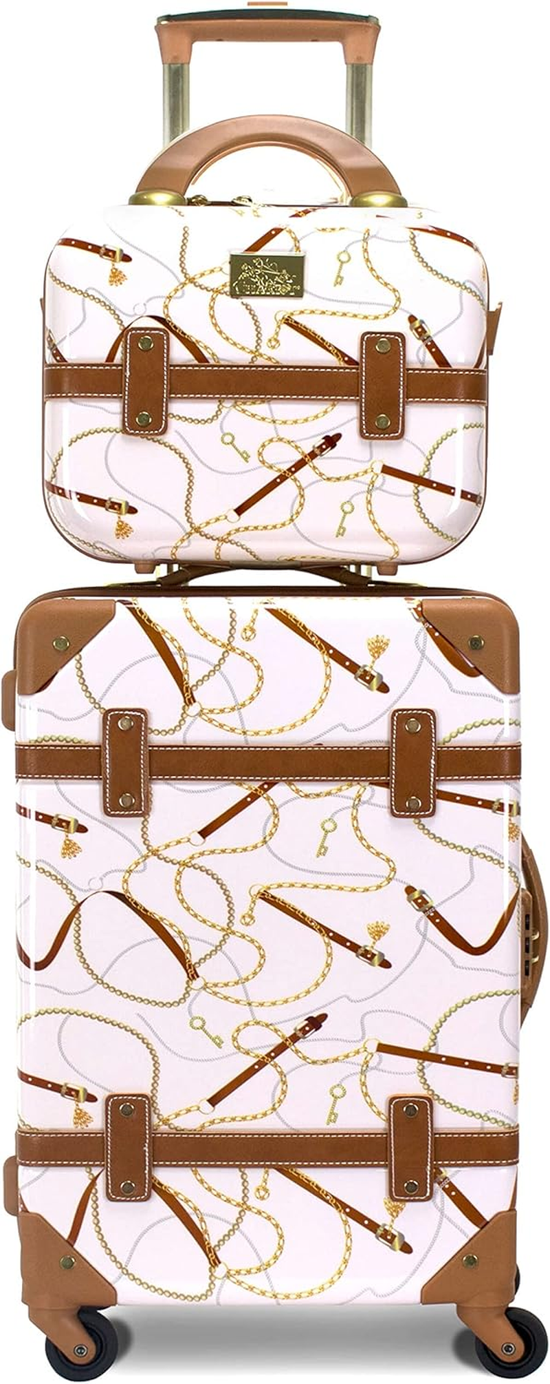 Chariot Regal Vintage Style 2-Piece Hardside Carry-On Retro Train Case Spinner Luggage Set