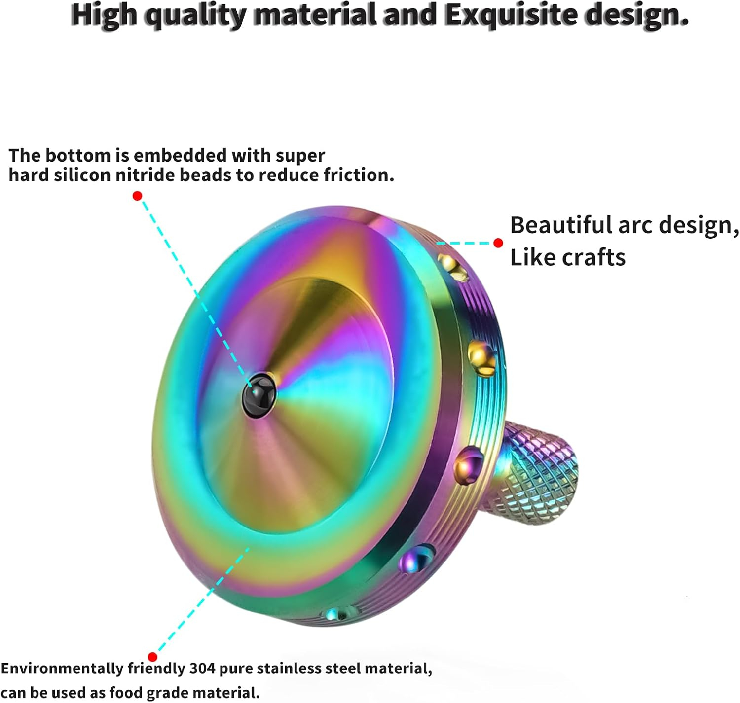 Precision Metal Spinning Top, High Performance Stainless Steel Spinning Tops Stress Relief Toys for Adults, Perfect Balance Spin Long Time for 5-10 Minutes (3PCS Black+Silver+Colorful) image number 1