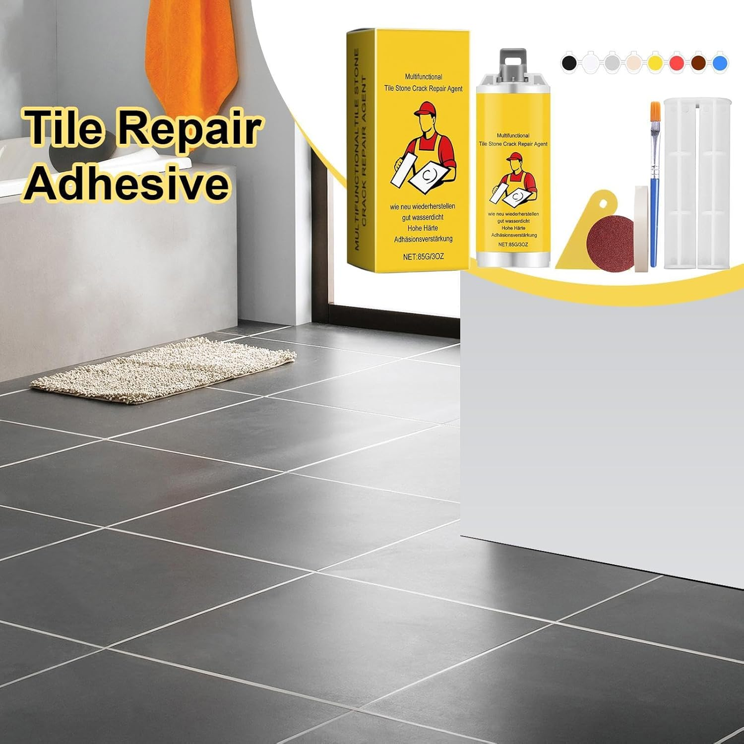 Marble Chip Repair Kit - Repair Adhesive Tile Filler,Strong Adhesion Cracked Tile Filler, Professional Adhesive Tile Repair for Tile Chips, Cracks & Scratches
