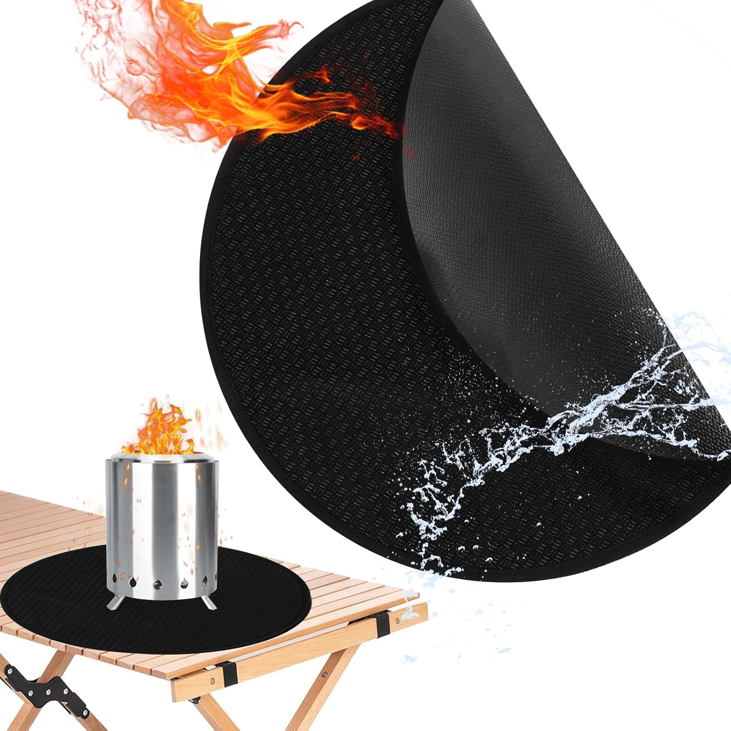 2 Pcs 20" Fire Pit Mats round Fireproof under Grill Mat Fire Pit Deck Protector Mat Oil-Proof Waterproof BBQ Pad Fire Pit Mat for Outdoor Grill Deck Protector for Porch Decks BBQ Camping Bonfires image number 6