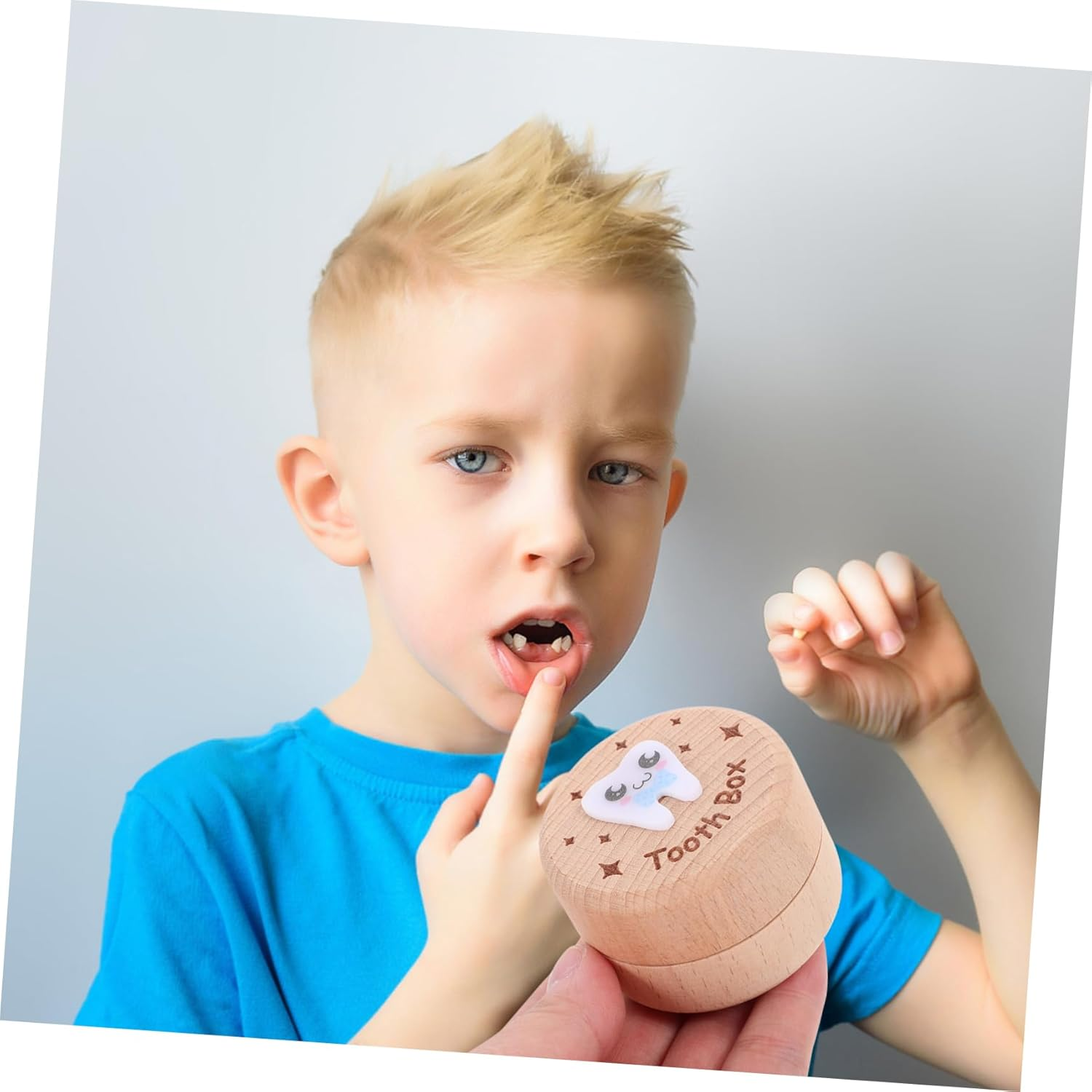 HANABASS Deciduous Tooth Box Wooden Fetal Hair Holder Boy Girl Teeth Keepsake Organizer Collection image number 6