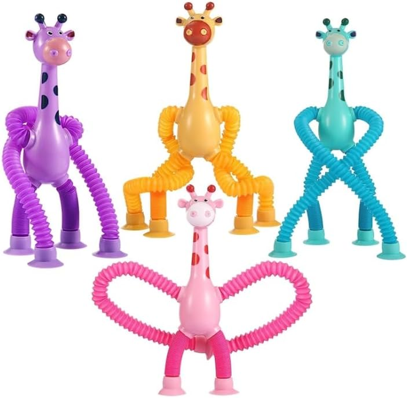 RUOXGZP Giraffe Sensory Toys,4Pcs Shape Changing Telescopic Tube Fidget Toys, for Toddlers, Educational Fidget Toys for Anxiety Kids for 3-10 Year Old Boys Girls image number 1