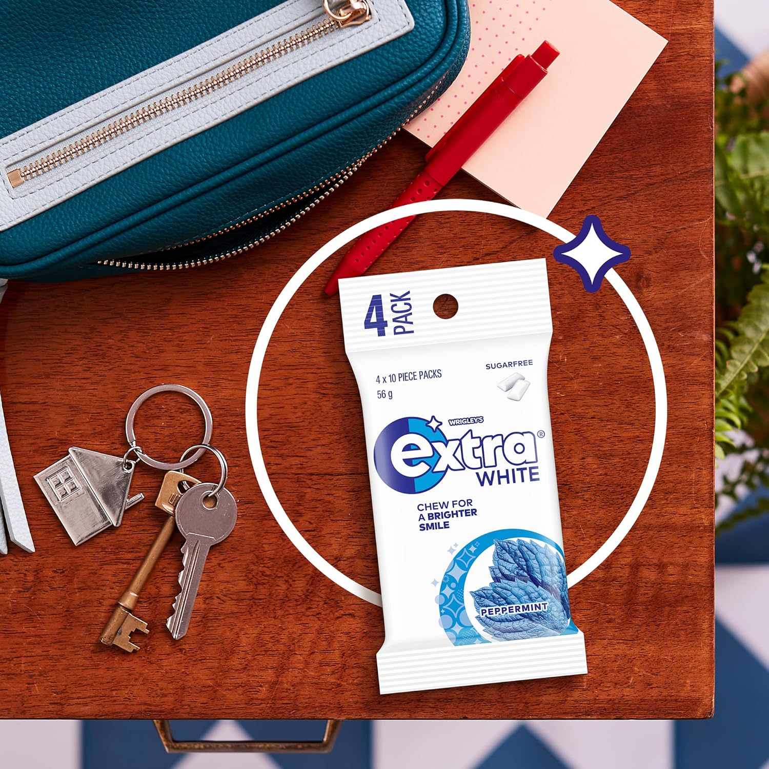 Extra White Peppermint Flavour Sugar Free Chewing Gum 56 G image number 2