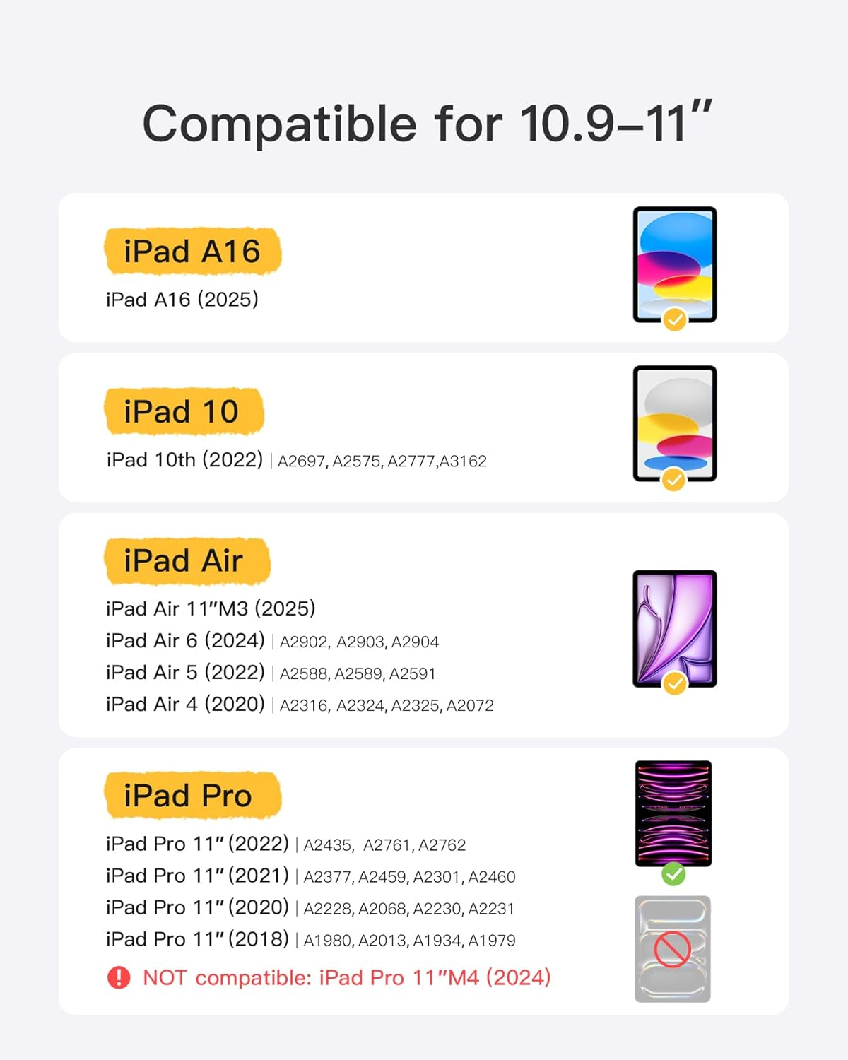 Inateck Ipad 10Th/11Th Generation Keyboard Case, Compatible A16 2025 11", Air 11" M3/M2 (2025/2024), Air 5/4, Pro 11 4/3/2/1, Magnetic Detachable Keyboard with Pencil Holder, KB04002 Black image number 3