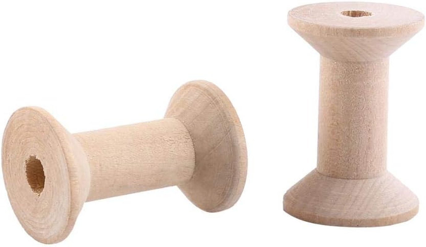 10Pcs Wooden Empty Spool 47Mm X31Mm Empty Thread Spools Wire Weaving Bobbins image number 4