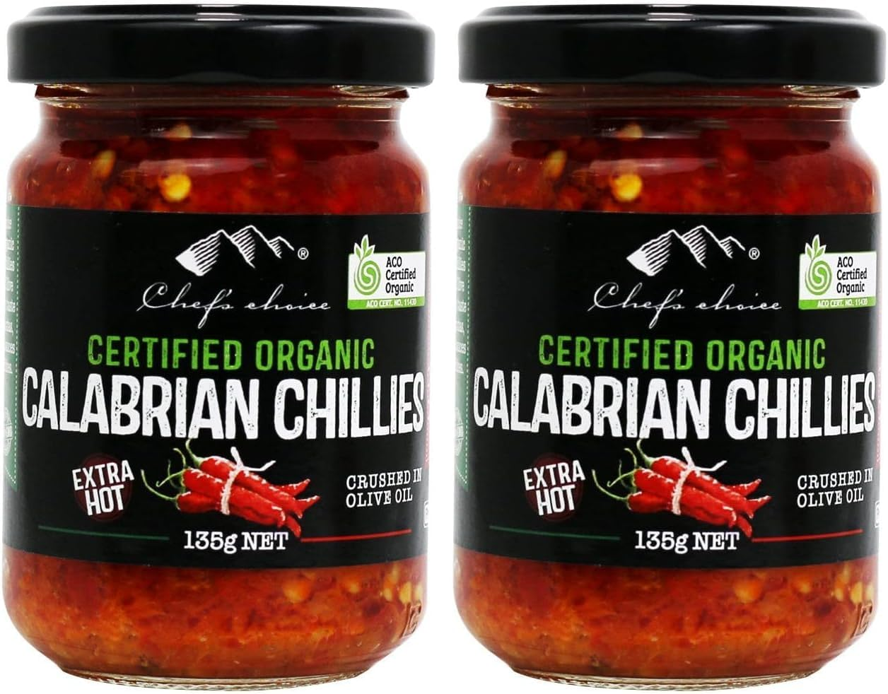 Chef'S Choice Organic Calabrian Extra Hot Chillies 135 G Red