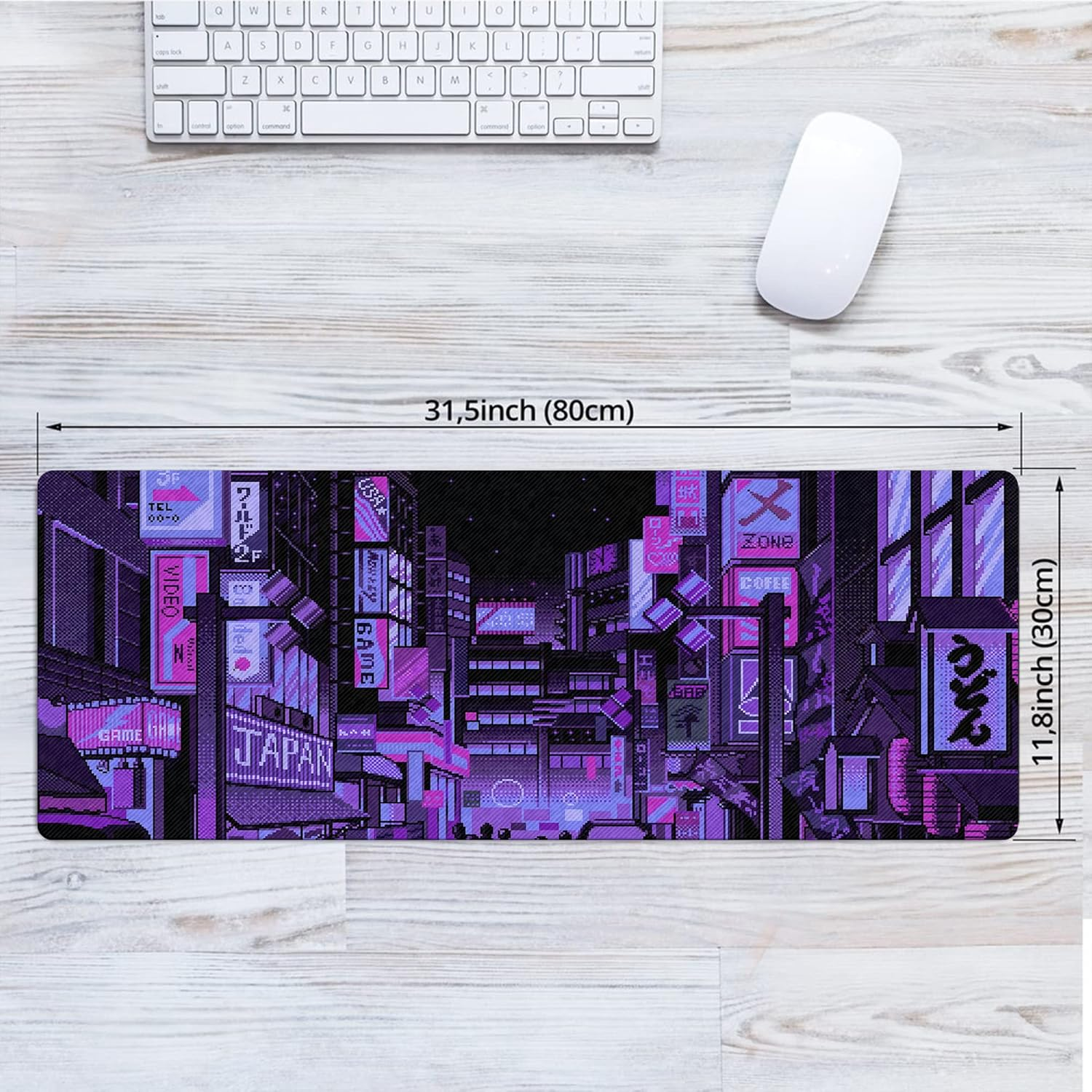 Dark Purple Japanese Anime Retro Vaporwave Mouse Mat Computer Lap Desk Anime Mouse Pad Kawaii Large Gaming Pad for Keyboard QDH image number 6