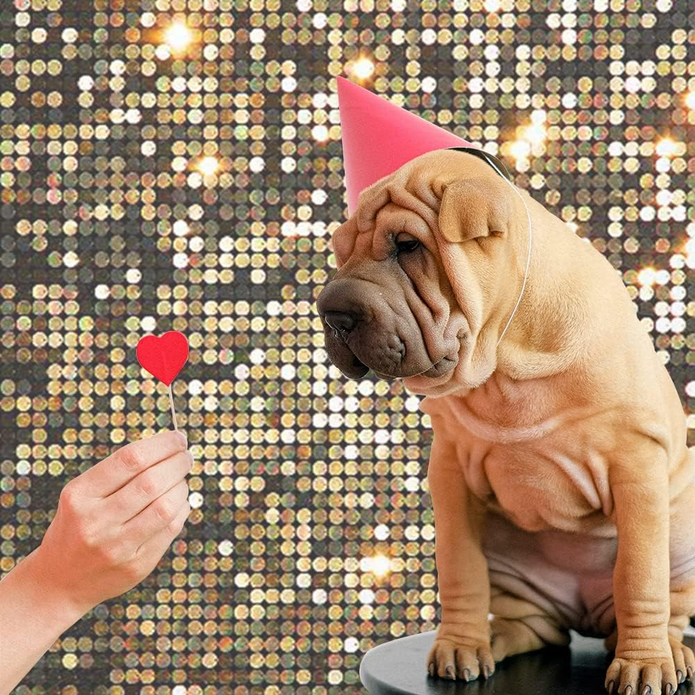 Glitter Photography Backdrop 1.5X1M/4.9X3.3Ft, Golden Spots Party Backdrop, Foldable Soft Vinyl Fabric Photo Background, Sequin Backcloth for Party Wedding Decoration (Style A) image number 2