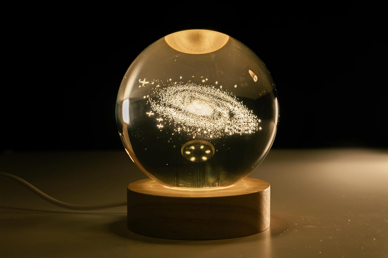 PENTBURG Crystal Ball Lamp, Luminous Solar System/Galaxy Crystal Table Light Home D&eacute;cor, LED Night Light, USB Table Lamp for Living, Study and Bedroom, Creative Bright D&eacute;cor Gift (Galaxy). - Solar System image number 2
