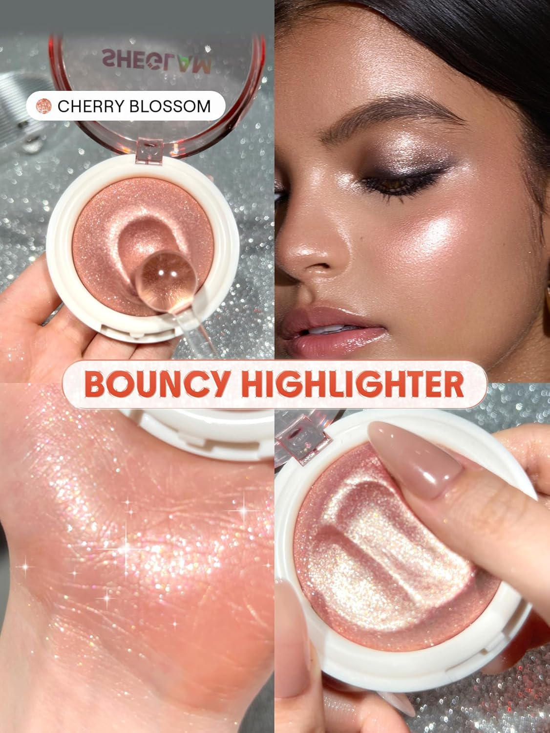 SHEGLAM Glowchi Bouncy Highlighter Mochi-Like Formula Highlighter Long-Lasting Shimmer Makeup-Cherry Blossom - Cherry Blossom image number 5