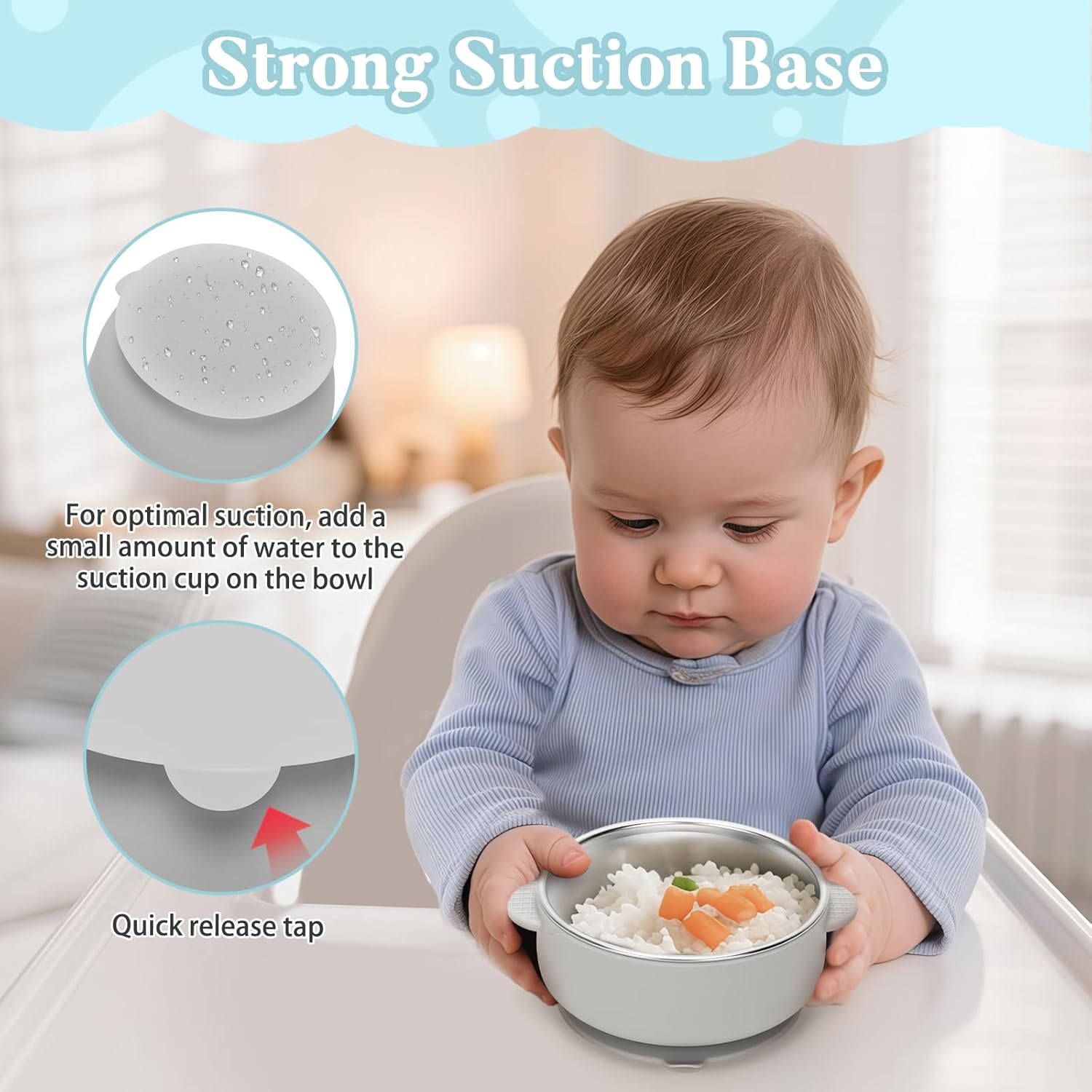 MR.TIMELAG Stainless Steel Baby Silicone Bowls - Double Ear Bowl Four Pack - Unbreakable, Non-Slip and Removable Silicone Base, anti Scald Food Container for Baby Food Feeding image number 2