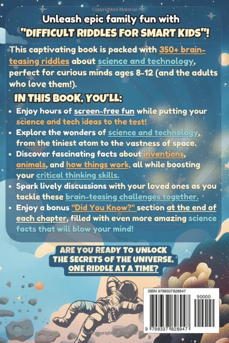 Difficult Riddles for Smart Kids: Science and Technology Edition: 350 Fun Brain-Stumpers for Kids and Families: Ages 8 and up (7-9, 9-13+) image number 1
