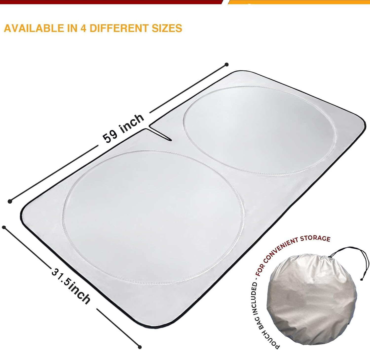 Car Windshield Sun Shade, Front Windshield Shade for Sun, Reflective Sunshade for Ultimate Protection, Overlapping Design, Fits Small Sedans, Mini Suvs, Hatchbacks- 59X31.5 Inches image number 4