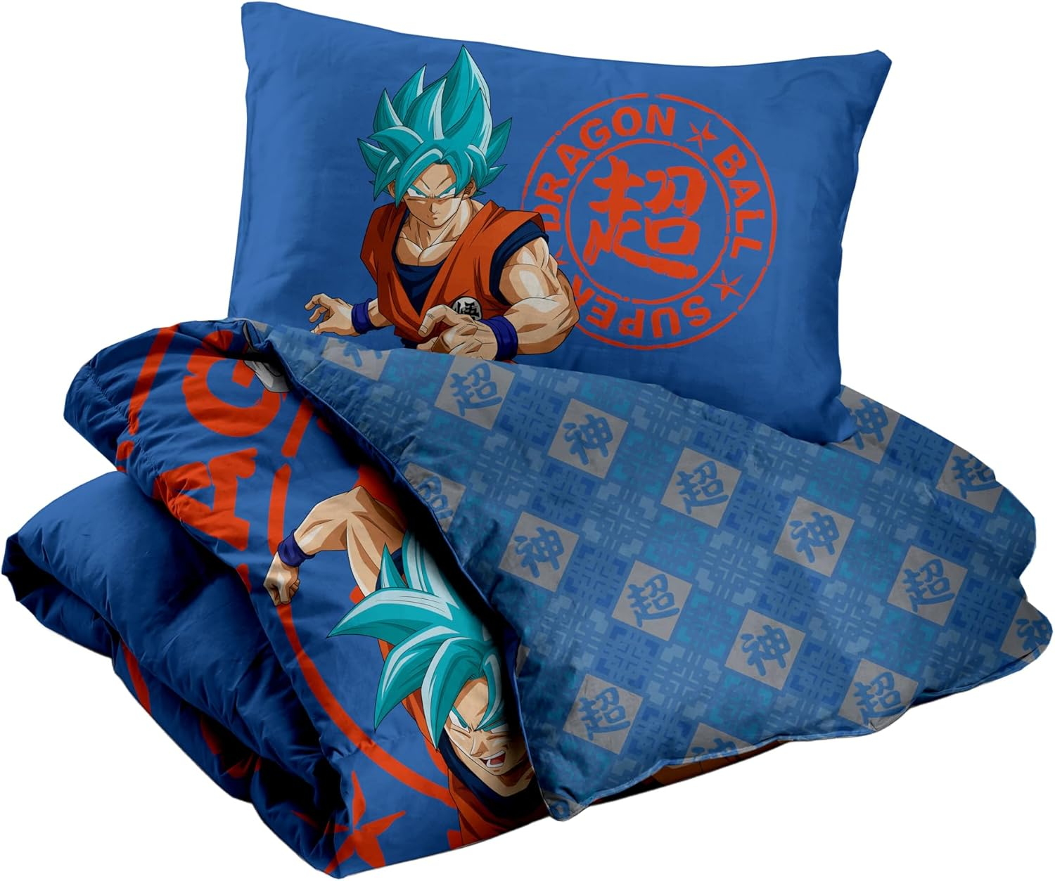 Dragon Ball Single Duvet Cover Set, 100% Cotton, Single Duvet Cover Set, Duvet Cover + Pillowcase, Bedding for the Bedroom, Official Product, Does Not Contain Fitted Sheet