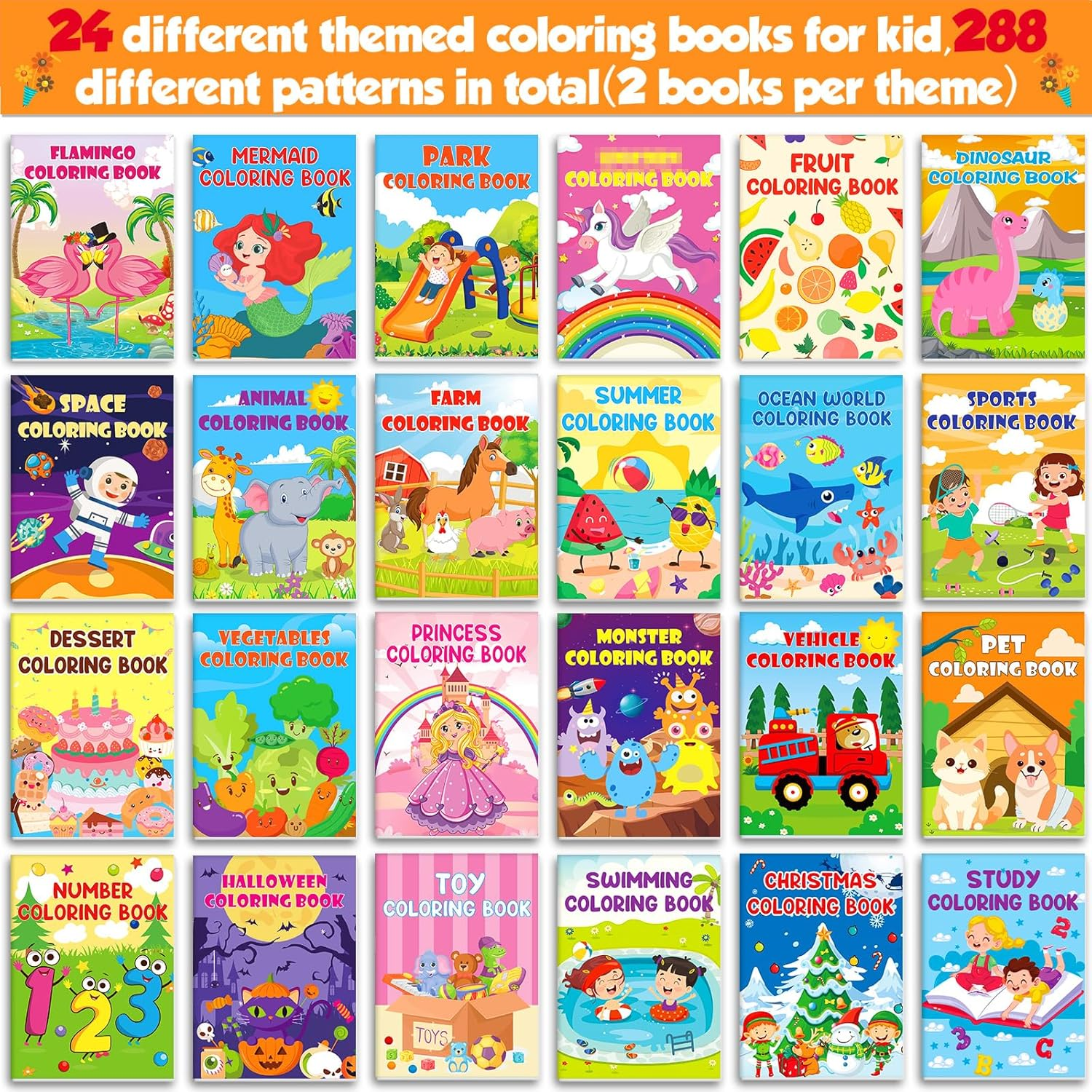 Lionoble 24 Pack Coloring Books for Kids Ages 4-8, Small Coloring Books for Kids Party Favors Bulk Birthday Gifts Goodie Bags Stuffers Classroom Activity Includes Animals Mermaid Dinosaur image number 5