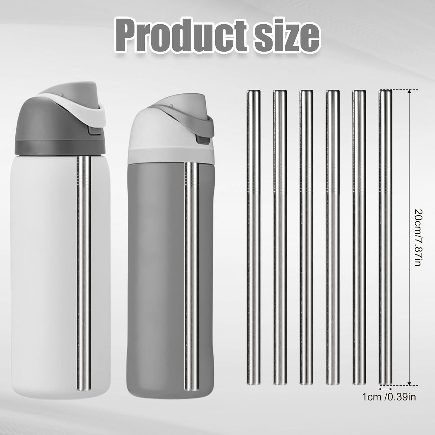 6Pcs Stainless Steel Water Bottle Straws for Owala Water Bottle 24Oz/32Oz, Reusable Straw Replacement with 2Pcs Straw Clean Brushes(Silver) image number 6