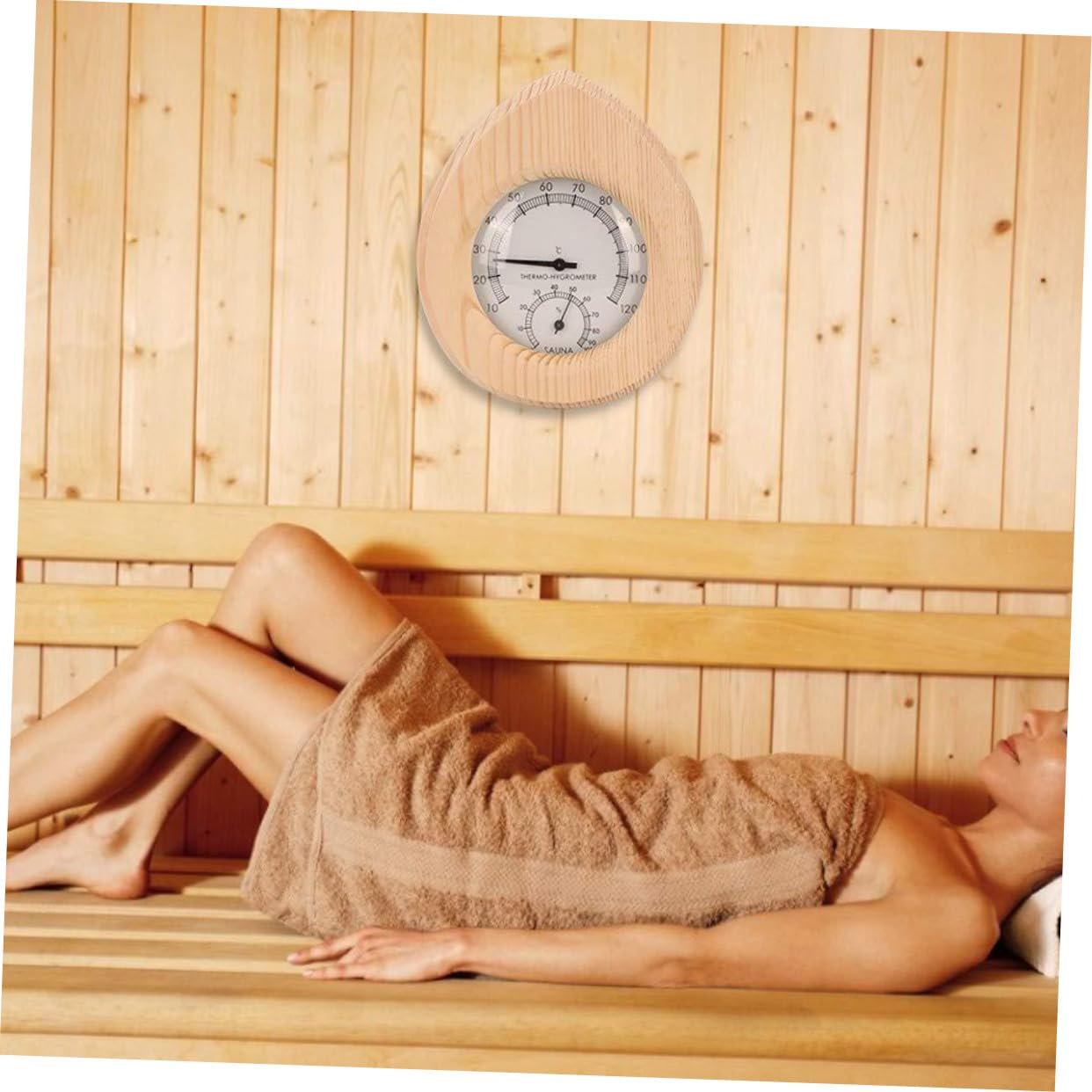 Mipcase Sauna Thermometer with Hygrometer High Temperature Resistant Indoor Temperature and Humidity Measuring Tool Wall-Mountable Copper Abs Design for Home and Nursery Use image number 1