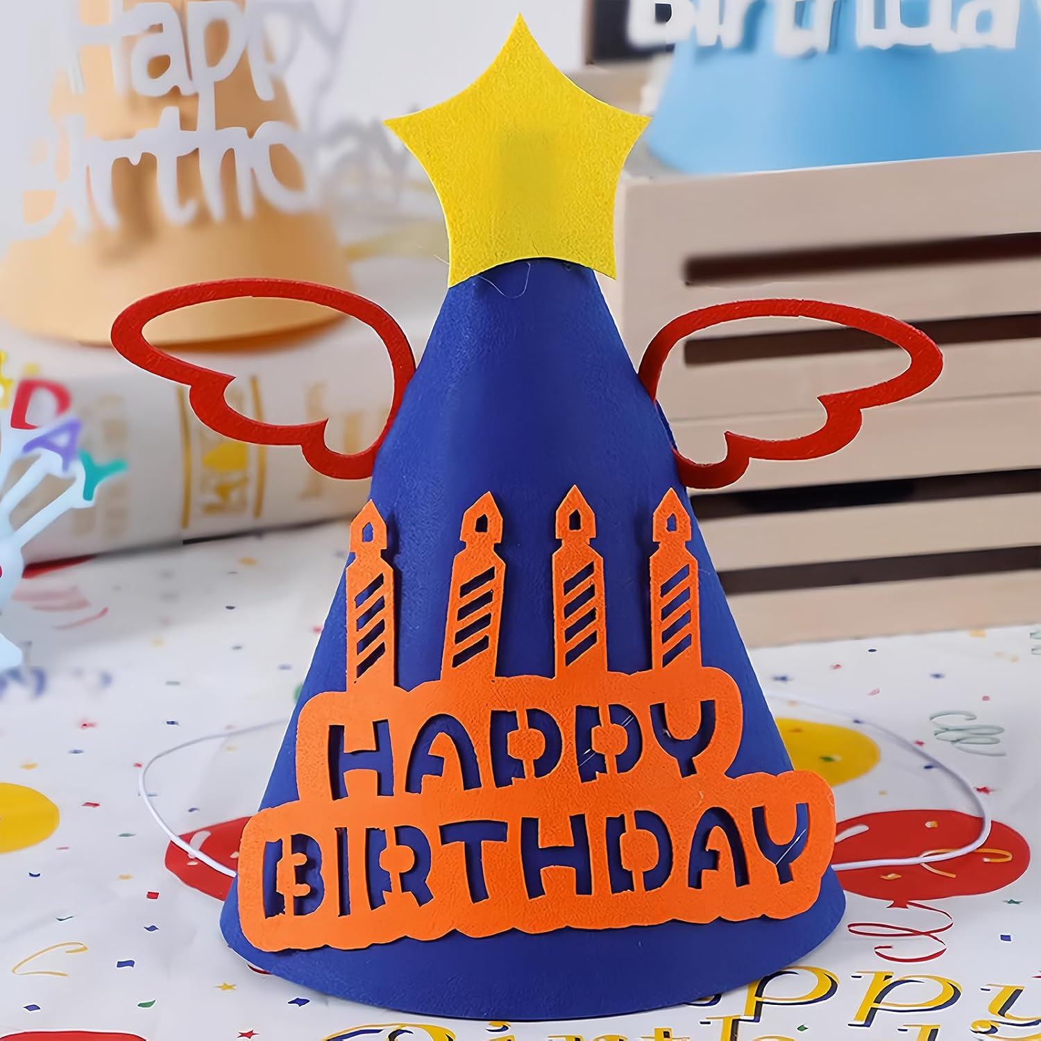 Hannafires Cartoon Felt Birthday Party Hats - Fun Photo Props for Birthday Parties, Party Decorations, Suitable for Adults and Children Gifts. image number 3