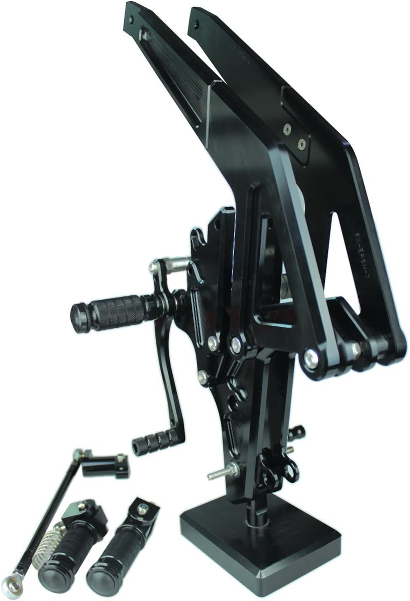 FXCNC CNC ER6N ER6F Billet Motorcycle Rearsets Foot Pegs Rear Set Footrests Fully Adjustable Foot Boards Compatible with Ninja 650R ER-6F ER-6N 2012-2014