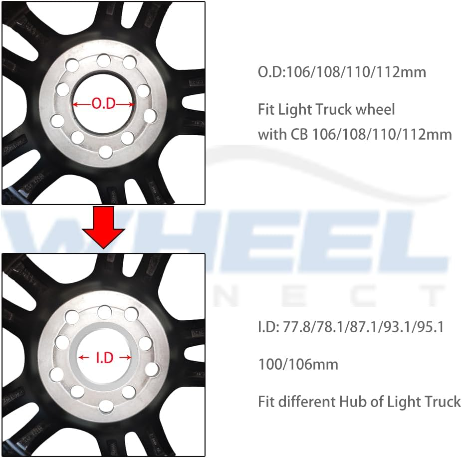 WHEEL CONNECT Hub Centric Rings, 106 to 78.1, Set of 4, Aluminium Alloy Hubrings, O.D:106 (106.1) - I.D:78.1Mm. A image number 3