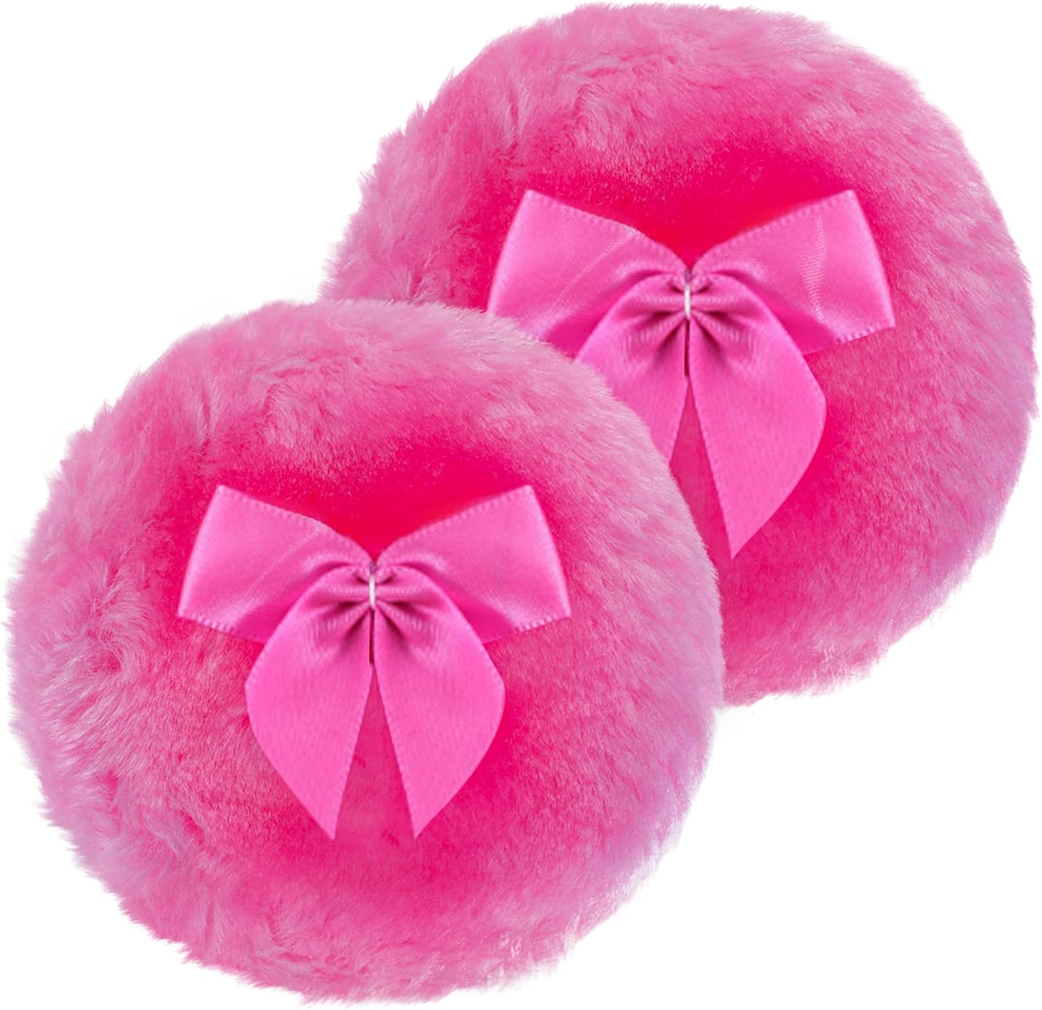 Sibba round Bow Powder Puff 10 Cm Ultra Soft Washable Reusable Large Velour Face Body Loose Wet and Dry