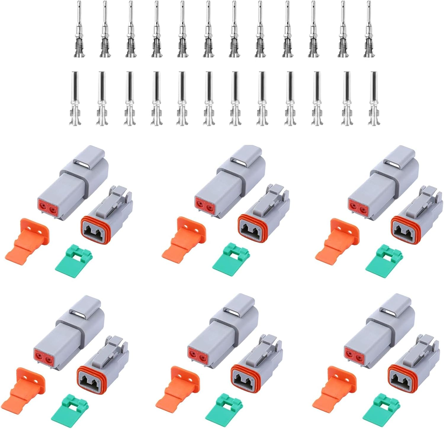 MAEZOE 2 Pin Deutsch DT Connector Kits, 6 Sets 2 Pin Waterproof Connector with Size 16 Solid Contacts, Electrical Wire Connector for Truck, Off-Road Vehicles, Marine, Motorcycle Wiring image number 4