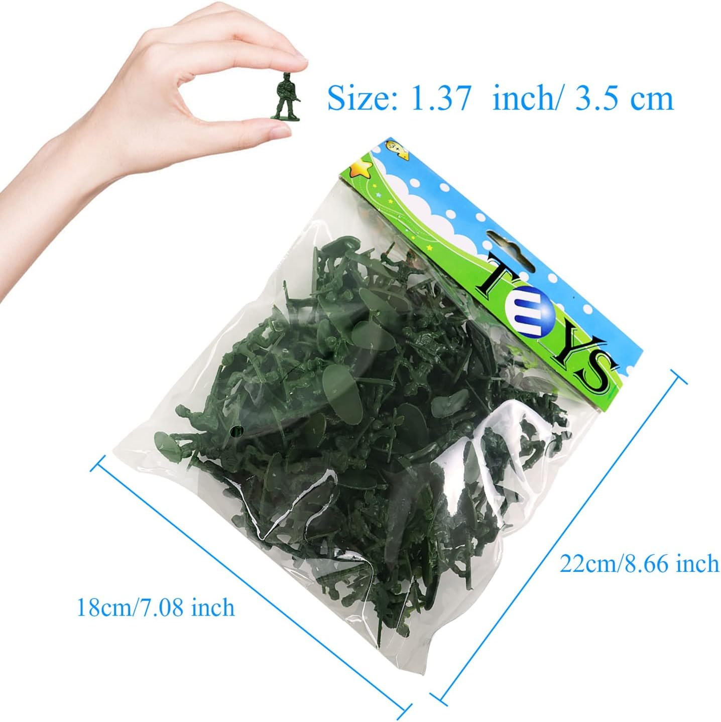 HAPTIME 100 Pcs Various Pose Toy Soldiers Figures, Army Men Green Action Figures for Kids Children