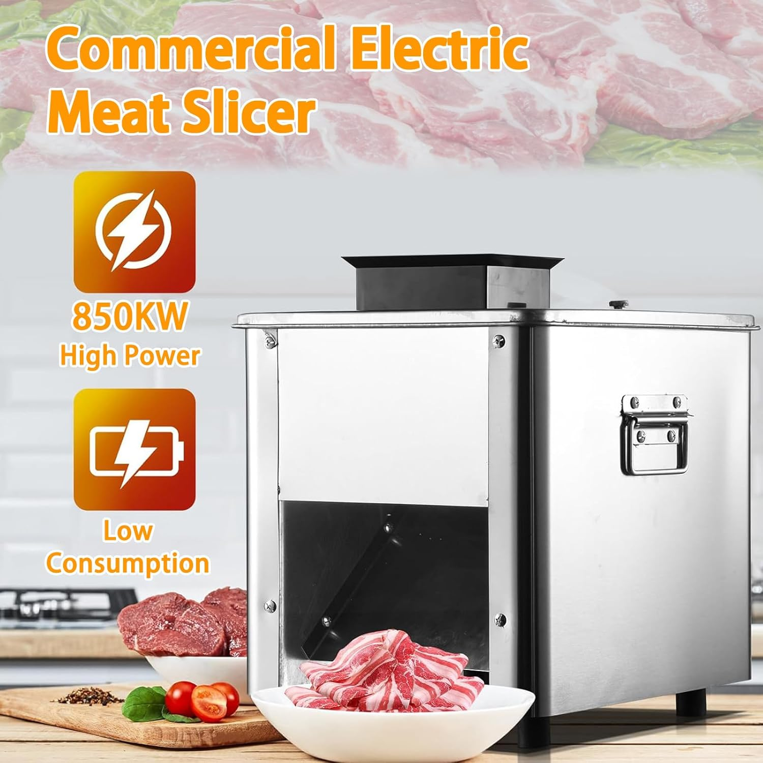 850W Commercial Meat Cutter Cutting Machine Optional Blades from with 5Mm Blade, 850W Electric Stainless Steel Fresh Meat Shredded Slicer Processing Machine 5Mm image number 3