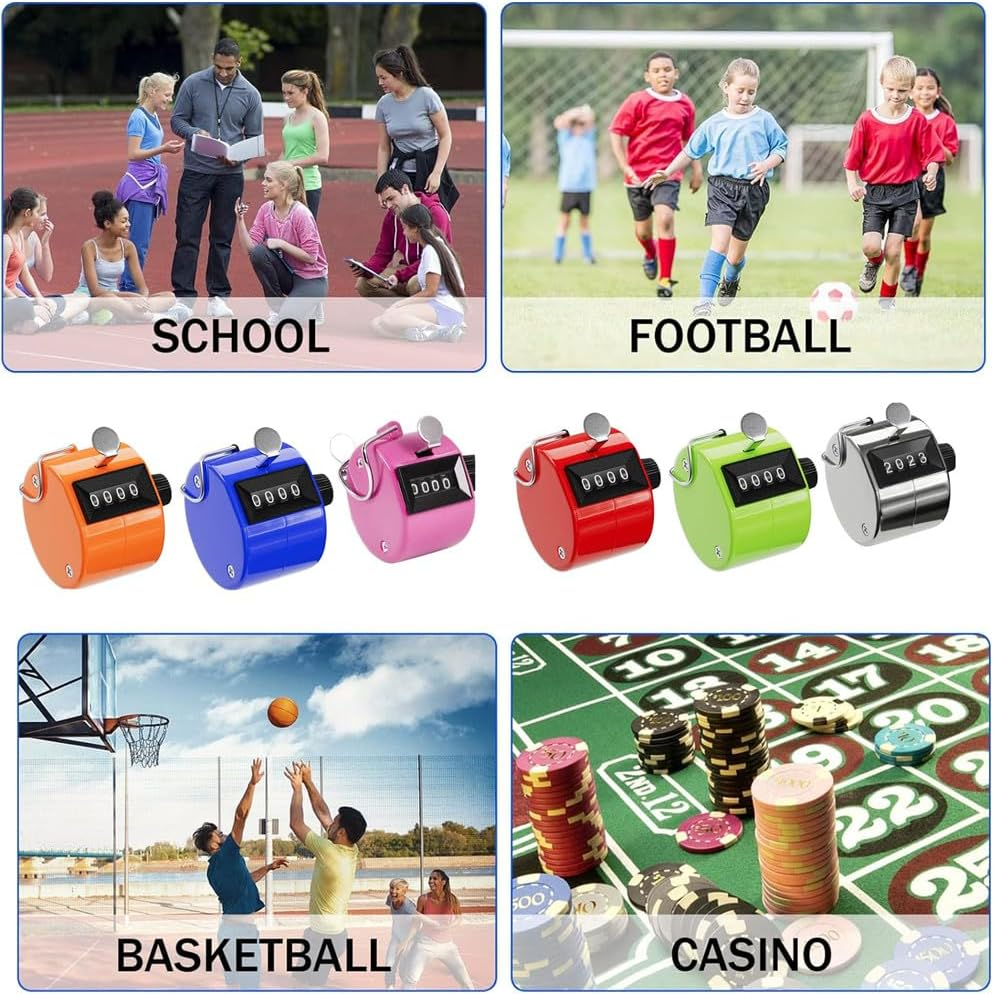 Tally Counter 6 PCS Hand Tally Counters Manual Click Counter 4 Digit Clicker Counter Number for Counting Golf Scoring, Click Counter with Finger Ring, for Counting, Coaching, Golf, Fishing image number 2