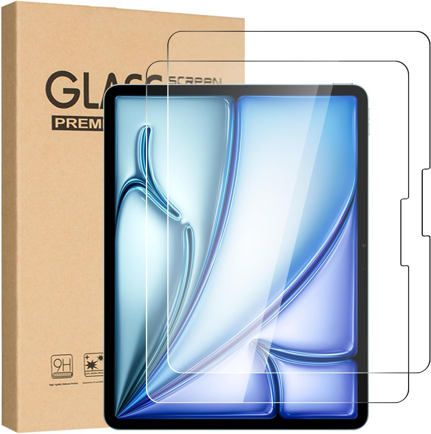 T Tersely [2 Pack] Tempered Glass Screen Protector for Ipad Air 11-Inch M3 (2025) / M2 (2024), High Definition 9H image number 1
