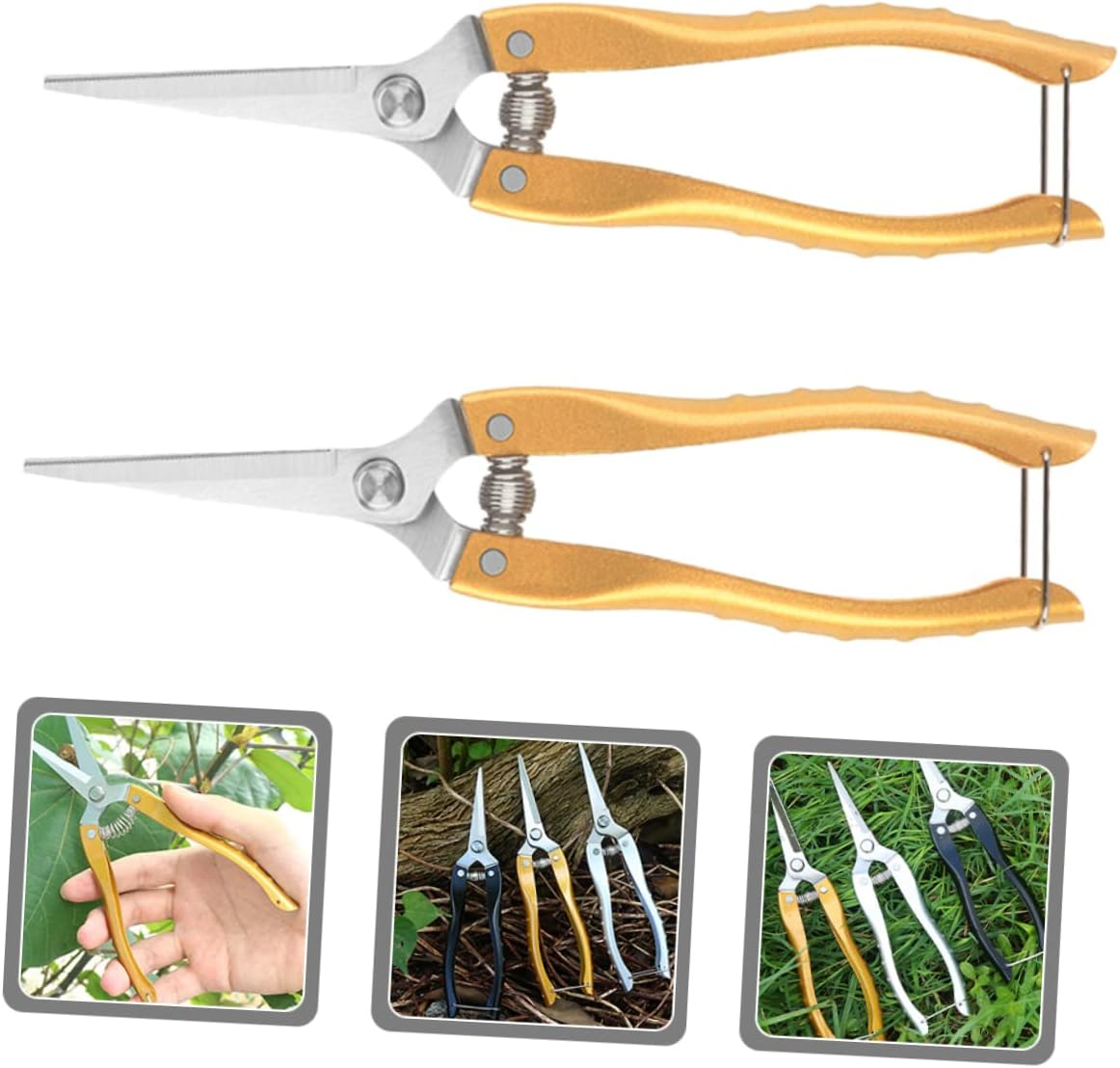WHAMVOX 2Pcs Garden Shears Pruning Shears for Flower Cutting Stainless Steel Flower Scissors for Gardening Vegetable and Fruit Harvesting