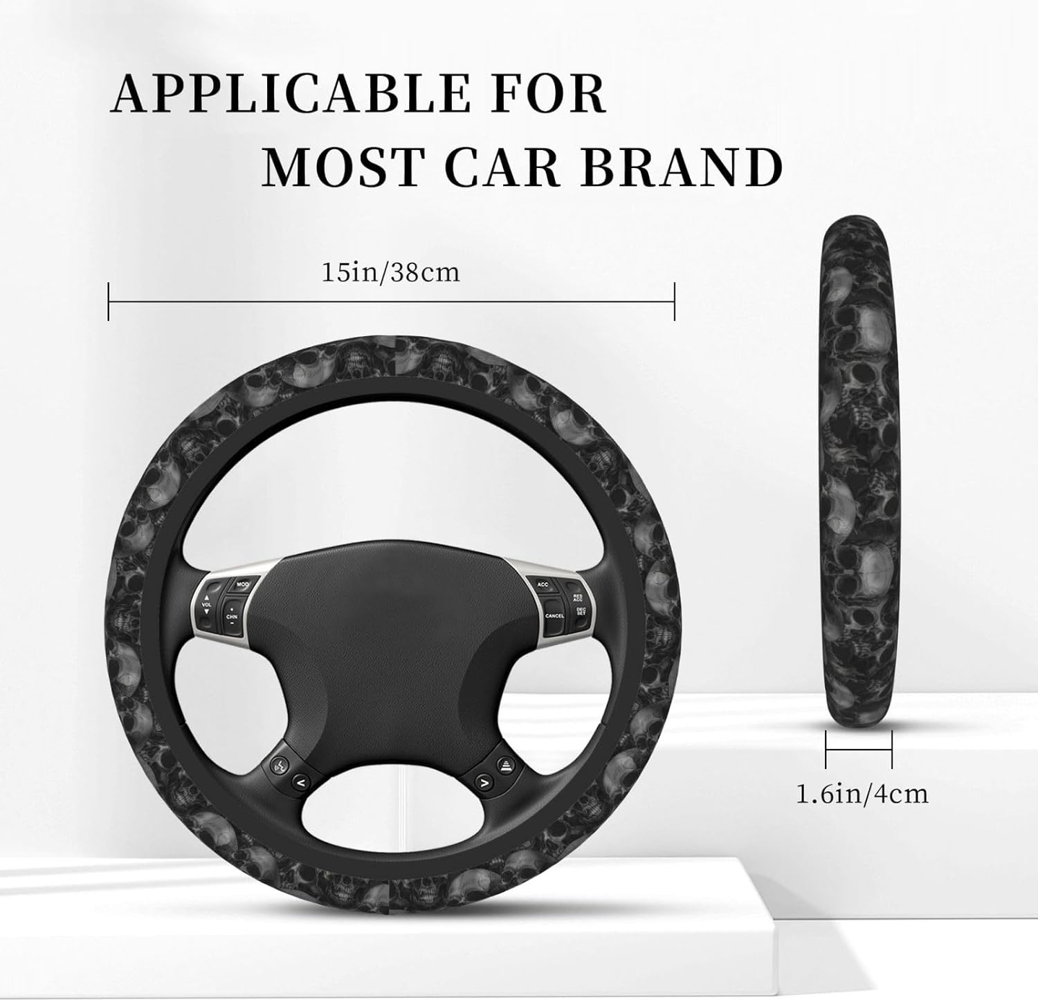 Scary Skull Horror Steering Wheel Cover for Women Men Girls Car Accessories Decor Anti-Slip Neoprene Auto Steering Wheel Covers Protector Universal 15 Inch image number 5