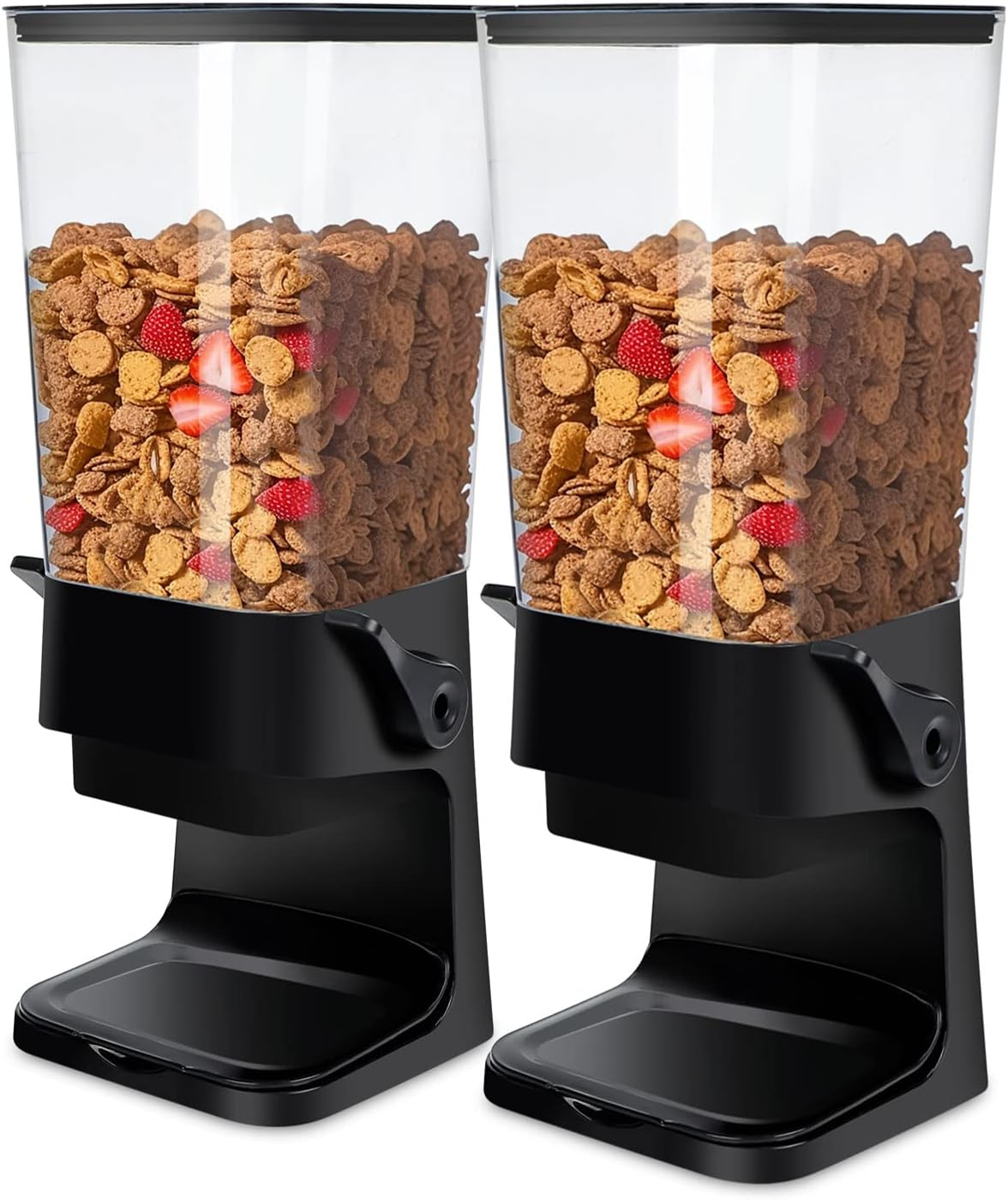 Tokokimo Cereal Dispensers Countertop, Dry Food Dispenser Storage Container Organizer for Granola, Cereal, Dry Food, Cat Food, Black(2 Pcs)